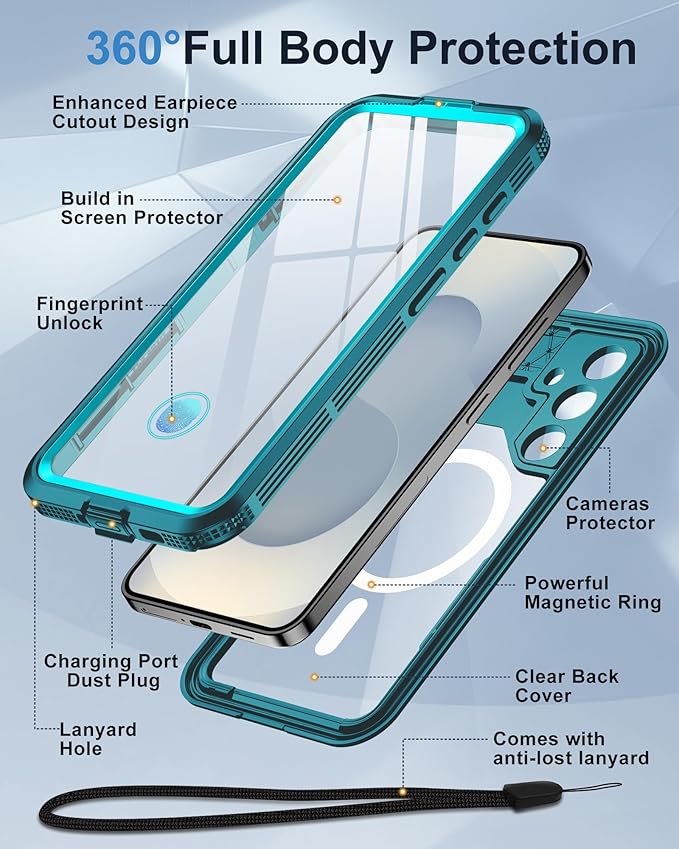 for Samsung Galaxy S25+ Plus Waterproof Case, Magnetic Heavy Duty Military - Image 5