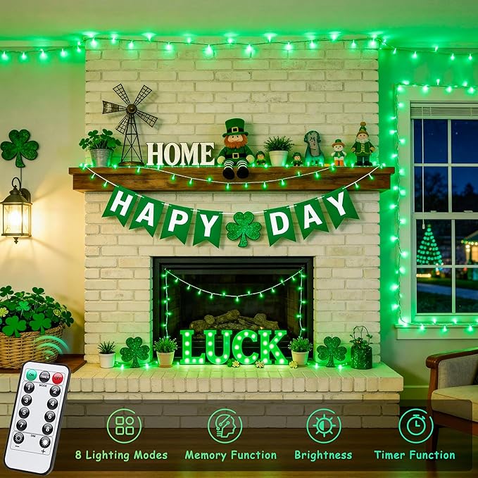 JMEXSUSS 33ft 100 LED Green Battery Operated Lights - Image 2