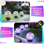 ASOMST 2-Pack Garden Solar Lights Outdoor, Colored Cracked Glass Ball Light - Image 4