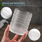 Set of 4 Hobnail Drinking Glasses, 15.2 Oz Romantic Water Glasses, Cocktail - Image 4