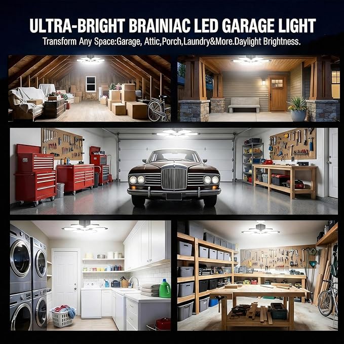 BRAINIAC 100W LED Garage Light Bulb, Deformable Garage Lighting Led - Image 6