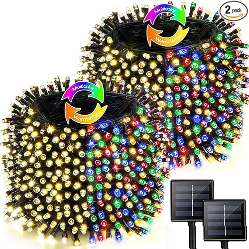 2 Pack 480 LED Solar Chrismas Lights Outdoor, 170 FT Solar String Lights by Albelt