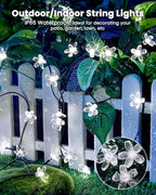 Brightown 2 Pack Total 52FT 120 LED Solar String Lights Flower Outdoor - Image 4