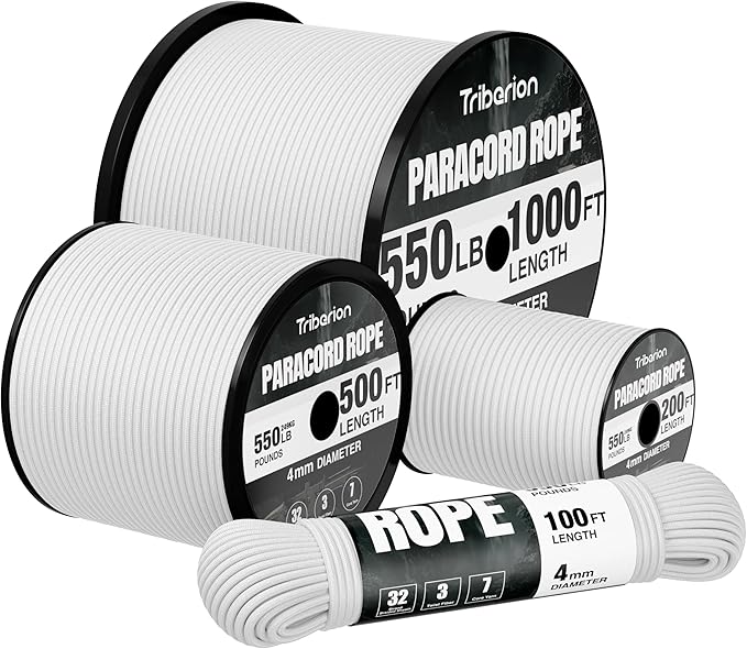 Paracord Rope 550 lb - 50ft 5/32" Parachute Cord 4MM 7-Strand para Cord - Heavy by Triberion