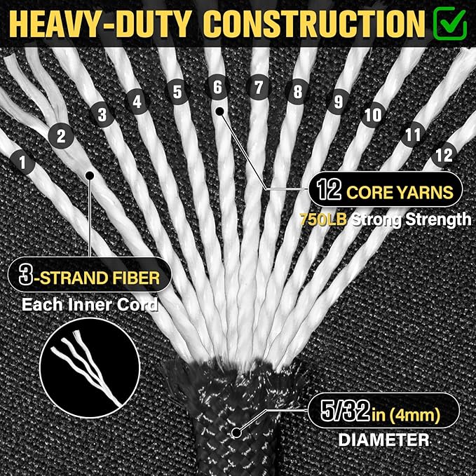 Paracord Rope 750 lb - 500ft 5/32" Parachute Cord 4MM 12-Strand para Cord - - Image 3