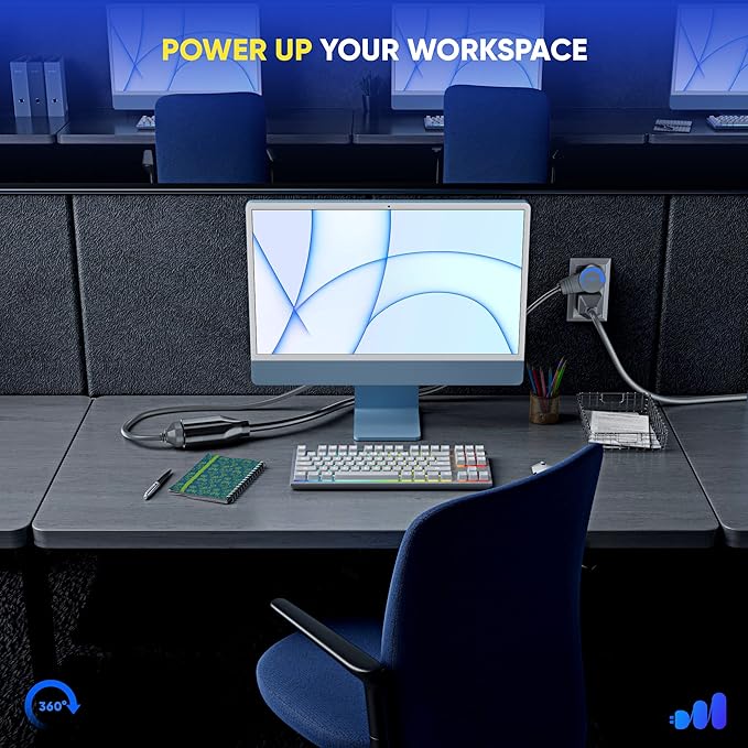 Maximm Cable 25 Feet 360° Rotating Flat Plug Extension Cord/Wire, 3 Prong - Image 6
