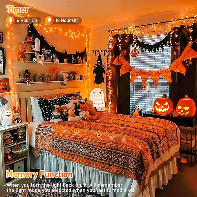 JMEXSUSS 150LED Orange Halloween Lights Indoor Outdoor, Connectable Christmas - Image 3