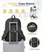 Black Backpack for Men Women Large, Gym Backpack for Women Foldable Outdoor - Image 6
