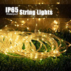 Solar Rope String Lights Outdoor 72Ft 200 Led Waterproof Solar Powered Fairy - Image 2
