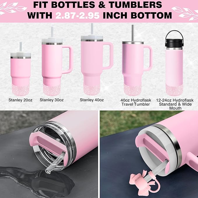 9PCS Pink for Stanley Cup Accessories Set Bling Initials Bow Charms for Stanley - Image 4