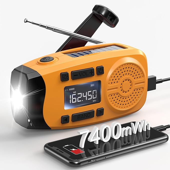Runningsnail Emergency Weather Radio, 7400mWh Hand Crank Emergency Radio by RunningSnail