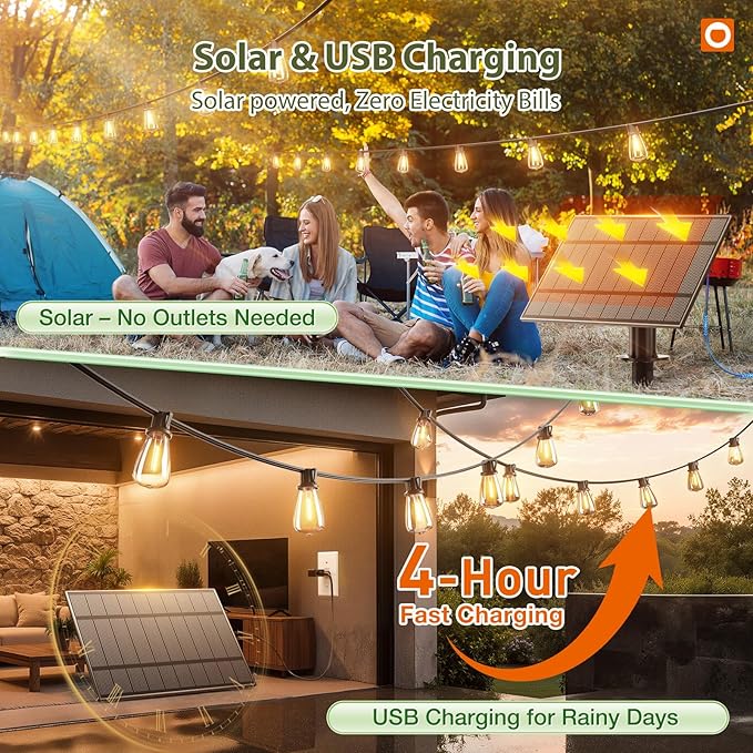 addlon 102 FT Solar String Lights Waterproof, Patio Light Solar Powered - Image 2