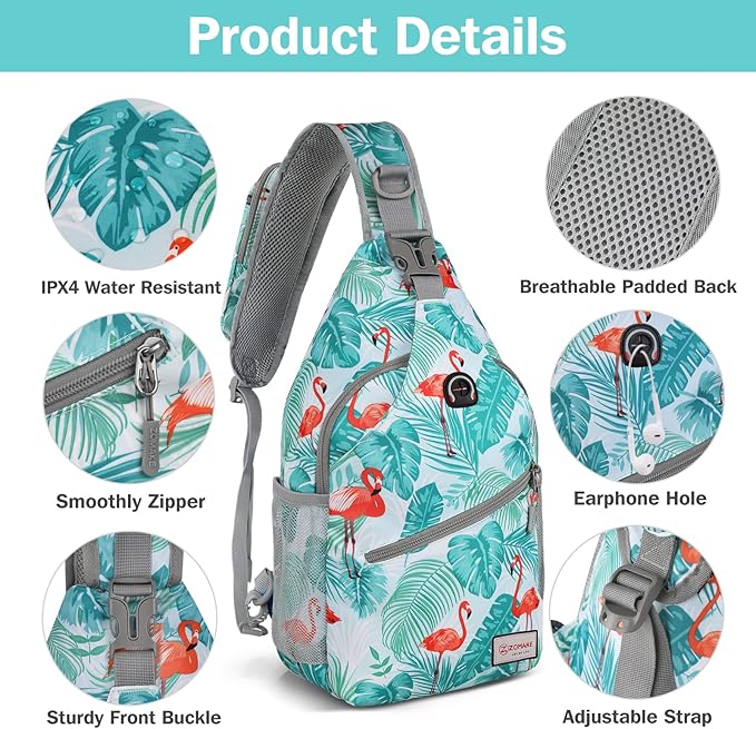 ZOMAKE Sling Bag, Small Crossbody Sling Backpack, Water Resistant Shoulder - Image 4