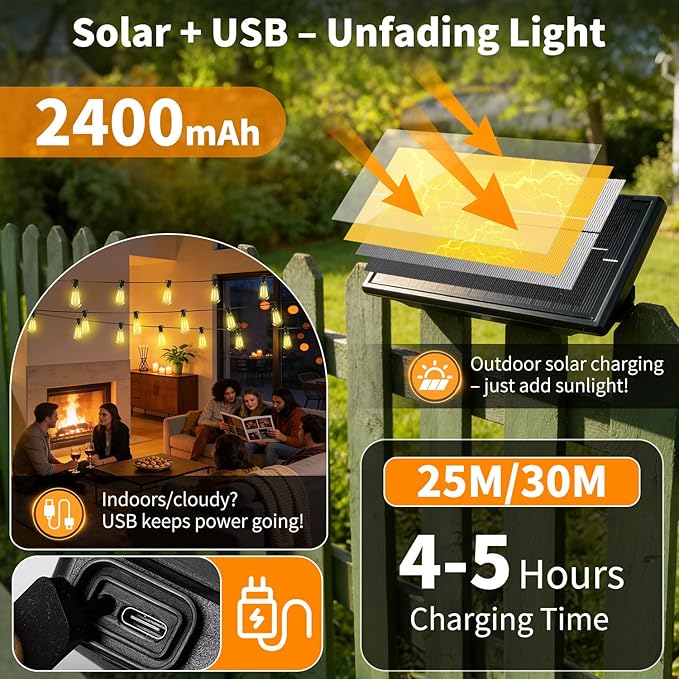 Outdoor Solar String Lights Waterproof: ST38 100ft Shatterproof Patio Lights - Image 3