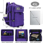 Sparklekle Military Tactical Backpack 45L 3 Day Assault Pack Waterproof Molle - Image 2