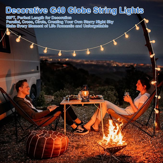 Bosceos Outdoor G40 LED Globe String Lights 25FT Dimmable Shatterproof - Image 4