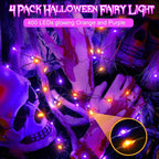 4 Pack Halloween Solar Fairy Lights 131.2Ft 400 LEDs Outdoor Twinkle Lights - Image 3