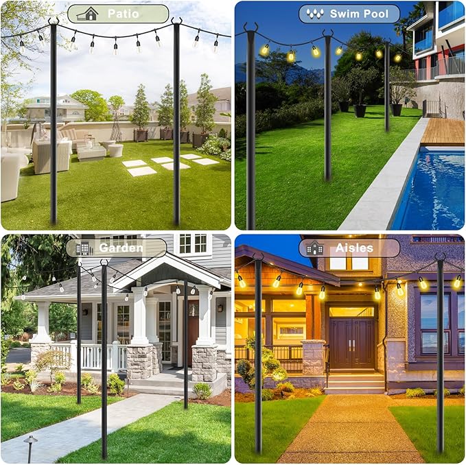 NUERPO 4 Pack String Light Poles, Metal Poles - Image 2