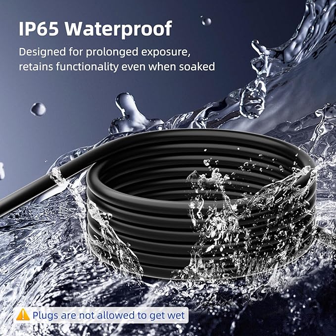 6 FT 3 Outlet Outdoor Extension Cord Waterproof, 16/3 SJTW Black Extension Cord - Image 5