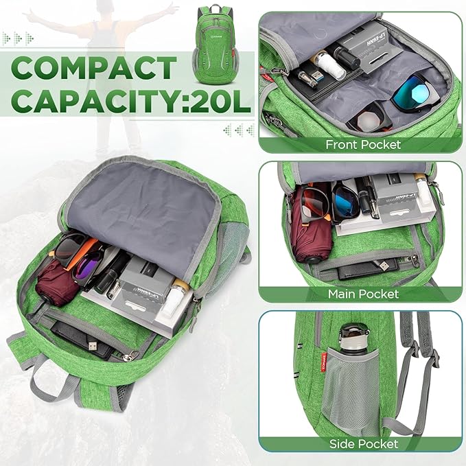 ZOMAKE Ultra Lightweight Packable Backpack 20L, Small Foldable Backpacks Hiking - Image 3