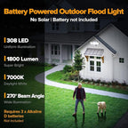 UME Battery Powered Motion Sensor Outdoor Lights 302 LED 1800LM, IP65 - Image 2