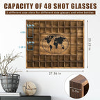 GlikCeil 44 Slots 28 x 23'' Medium World Map Shot Glass Display Case Rustic - Image 2