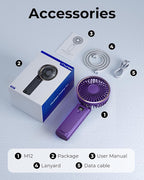 TUNISE Portable Handheld Fan, 180 Adjustable, 6 Speed Wind, USB Rechargeable - Image 8
