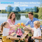 Dual Head Portable Rechargeable Fan 20000mAh Battery Powered Camping Fan - Image 2
