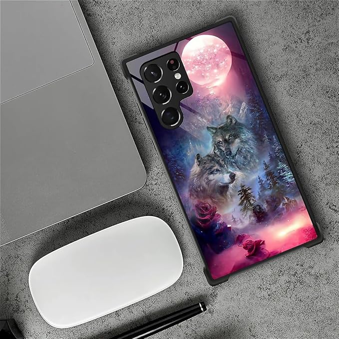 for Samsung Galaxy S23 Ultra Case, Star Two Wolfs Howling Pattern Graphic - Image 7