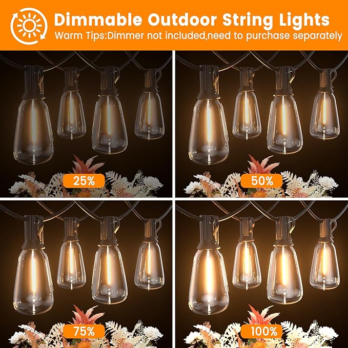 LED Outdoor String Lights 200ft ST38 Waterproof Patio Lights - Image 7