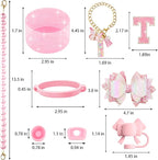9PCS Pink for Stanley Cup Accessories Set Bling Initials Bow Charms for Stanley - Image 3