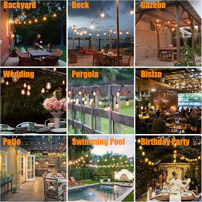 Achin Outdoor String Lights 150 Feet LED Waterproof Patio Lights - Image 6