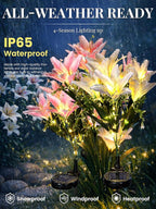 GIGALUMI Solar Garden Lights, 2 Pack LED Lily Garden Decor Carefree Solar - Image 2