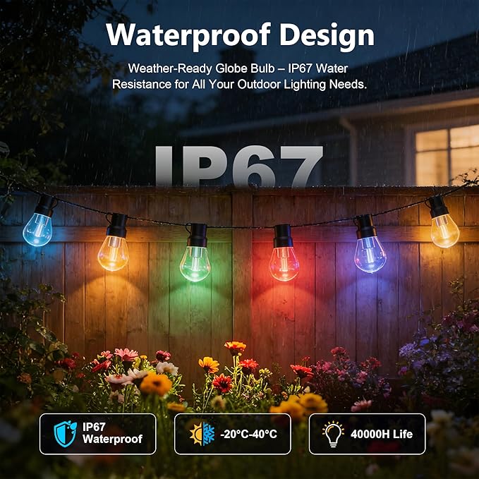 Beizelte Outdoor String Lights, 300FT RGB+IC Outside Light Dimmable - Image 2