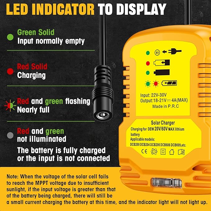Solar Charger Adapter for Dewalt 20V/60V Battery, Outdoor Work - Image 7