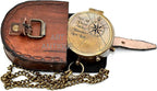 Vintage Brass Compass with Leather Case – Engraved “Not All Those Who Wander - Image 6