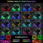 XEWEA Solar String Lights Outdoor, 40Ft 16 Colors 100 LED String Lights - Image 2