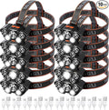 10 Pack Rechargeable Headlamp, USB Rechargeable LED Head Lamp Bulk, 4 Mode 90° by VIHOSE