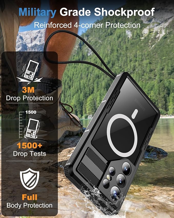 for Samsung Galaxy S24 Ultra Waterproof Case, Magnetic Heavy Duty Military - Image 4