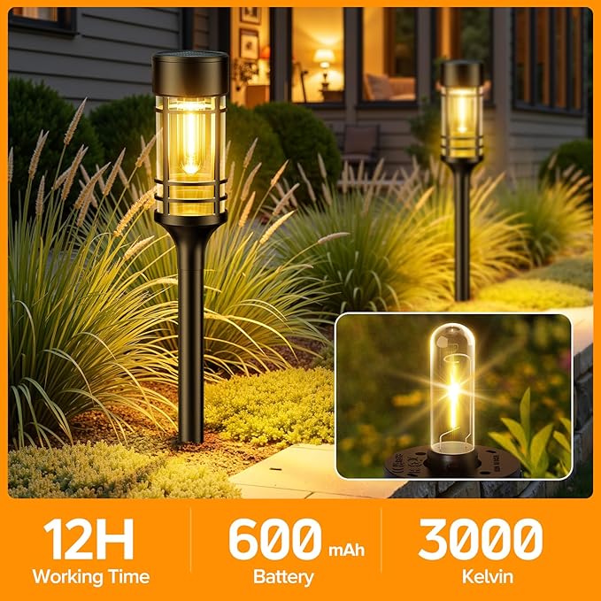 LETMY Solar Pathway Lights Outdoor, 4 Pack Solar Lights Outdoor Waterproof IP65 - Image 4