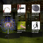 2 Pack 250LED Solar Garden Lights Outdoor, Dual Lighting Modes Firework Lights - Image 4
