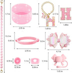 9PCS Pink for Stanley Cup Accessories Set Bling Initials Bow Charms for Stanley - Image 3