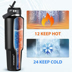 HYDROWION 32 oz Insulated Water Bottle, Car Water Bottle Holder - Image 3