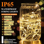 Lakumu 33FT 100 LED Fairy Lights: Rechargeable Battery Operated, Timer - Image 5