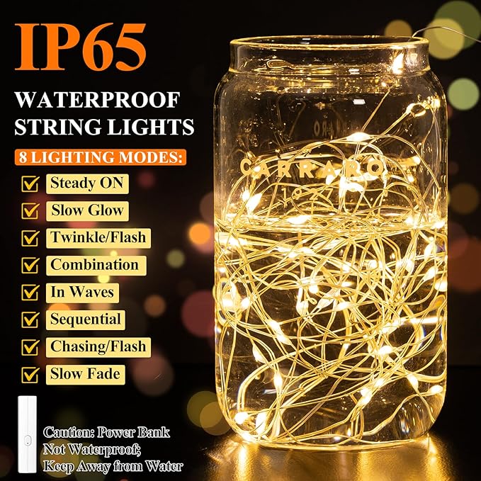 64FT Fairy Lights Battery Operated, LED String Lights - Image 5