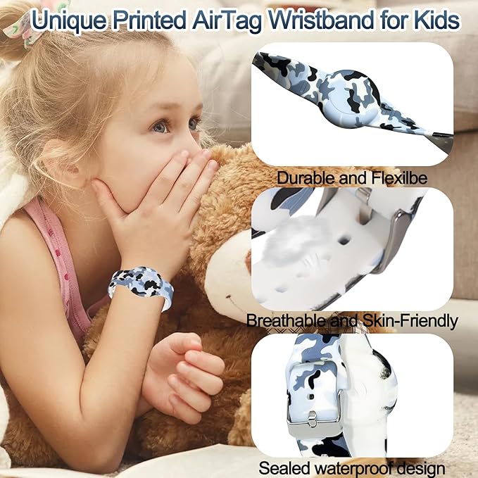 4 Pack Waterproof Bracelet for AirTag Kids, Hidden Printed Wristband for Apple - Image 6