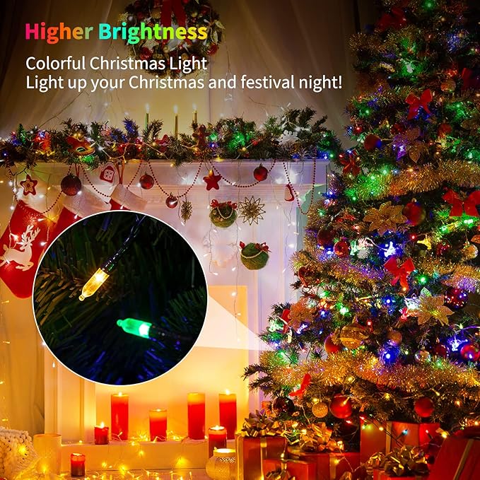 Christmas Lights Battery Operated 4 Pack 8 Feet 20 LED String Lights on Green - Image 5