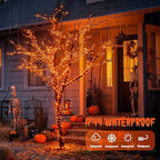 JMEXSUSS 2 Pack Solar Halloween Lights, 33ft 100 LED Orange Halloween Lights - Image 3