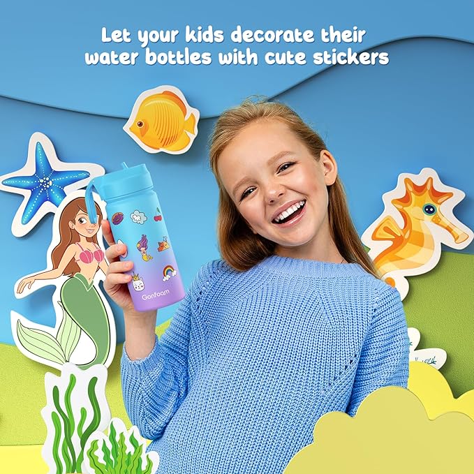 Kids Water Bottle, insulated Stainless Steel Straw Cup - Image 5