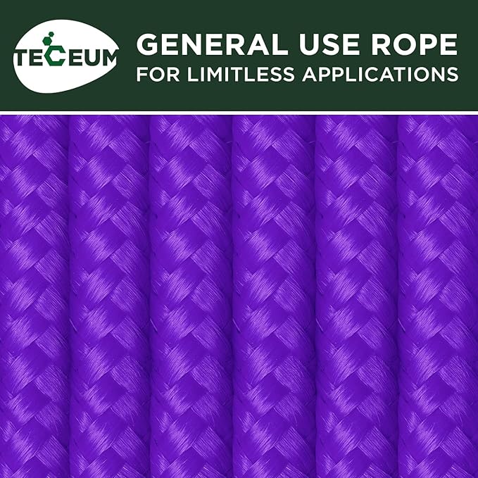 TECEUM Rope – 90 Feet x 3/8 Inch – Purple – Strong All-Purpose Utility Rope – - Image 9
